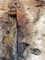 Four rectangulaire « de tuilier » gallo-romain de production de terres cuites architecturales, probablement IIe s. de notre ère, les Clouzeaux (Vendée), 2006.  La longueur de la fosse de travail (8 mètres) interroge les archéologues. Cette fosse sert aussi au petit four circulaire que l'on voit au premier plan, à droite, en partie noyé. 