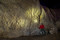 Paroi est de la salle du temple de la grotte préhistorique portant les cannelures caractéristiques de l'époque où la salle était entièrement comblée par les alluvions de l'Arize, Mas-d'Azil (Ariège), 2015. 