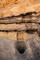 Vue zénithale de la coupe du tuf avec les trois niveaux de tourbe, sur le site archéologique à Angoulême (Charente)