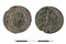 Monnaie en alliage cuivreux découverte lors du diagnostic sur le site gallo-romain de La Chapelle-des-Fougeretz (Ille-et-Vilaine). 