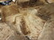 Vue générale d'une des sépultures découverte sur le site de Strasbourg (Bas-Rhin)et attribuée au Haut-Empire ( vers 250 ap. J.-C.). Elle présente un individu adulte masculin de plus de 50 ans. Les limites observées (200x50 cm) ainsi que la présence de traces de bois et de 17 clous disposés de part et d’autre du squelette délimitent une surface rectangulaire ne laissant que peu de doutes quant à la présence initiale d’un cercueil cloué en bois, ajusté à la morphologie de défunt.