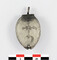 Pendentif reliquaire en argent découvert dans la sépulture 618 du cimetière du XVIIIe siècle à Yvetot (Seine-Maritime). Ce pendentif a été  retrouvé sur l'abdomen d'un homme âgé ; il était vraisemblablement dans la poche droite de son vêtement. Son contenu a été étudié. 