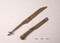 Lot de deux couteaux datant des XVe/XVIe siècles découvert dans le comblement de la douve du château de l'Hermine à Vannes (Morbihan).