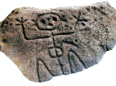 Pétroglyphe de l'anse des Galets (Guadeloupe), époque précolombienne.
