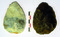 Deux bifaces cordiformes datés du Moustérien récent à final, Fontenay-sur-Vègre (Sarthe), 2012.Le biface de gauche est en silex crétacé de la Mercerie, celui de droite en silex bajocien local de Château-Gaillard.