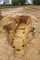 Vue d'une cave mise au jour à l'intérieur d'un enclos de la fin du premier âge du Fer, vers 500 avant notre ère, Kervouyec, Quimper (Finistère), 2011.  Cette structure enterrée, profonde de 2,10 m et d'une superficie de 30 m2, n'était pas visible de l'extérieur. 