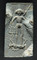 Valve de moule en schiste pour une enseigne de pèlerinage à l'effigie de Saint Michel en armure, XVe siècle, Mont-Saint-Michel,2007.